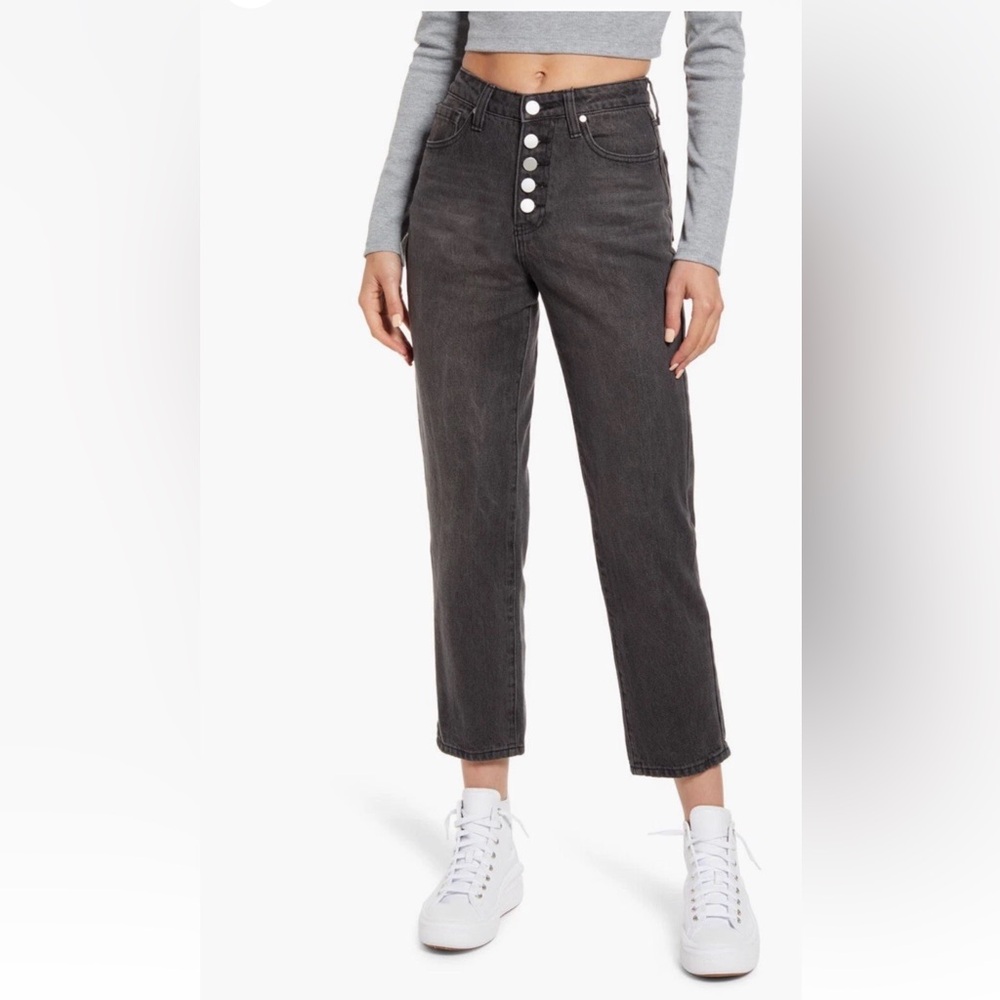 BP Dark Grey/Black High Rise Mom Jeans